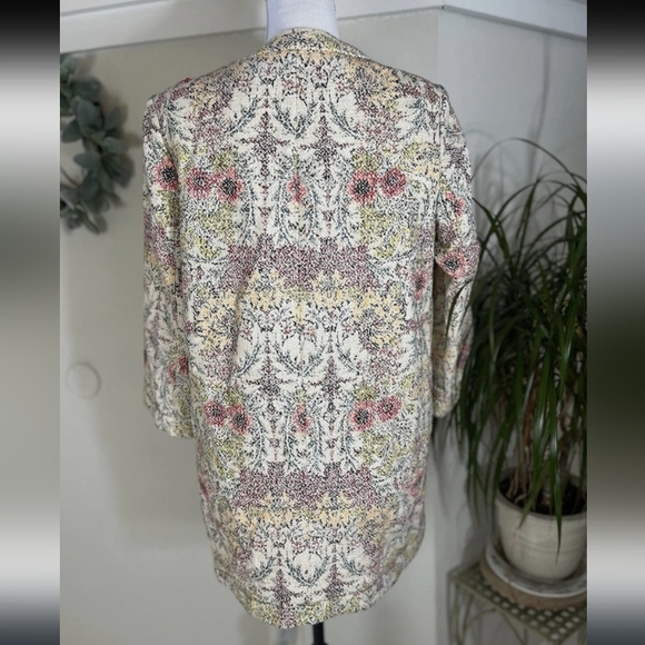 Zara Limited Edition Orange & Cream Open Front Textured Elegance Coat Nwot SizeS - Picture 8 of 13